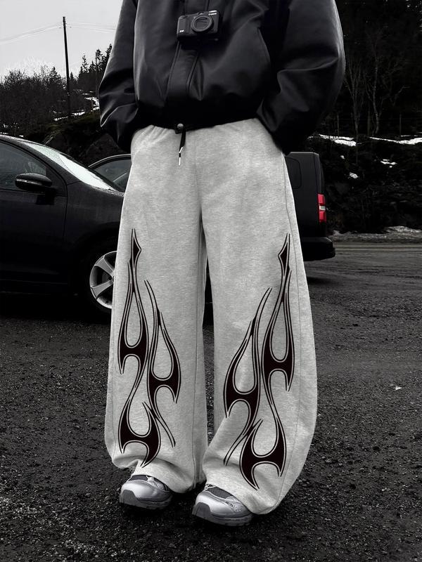 Print Wide Leg Drawstring Sweatpants
