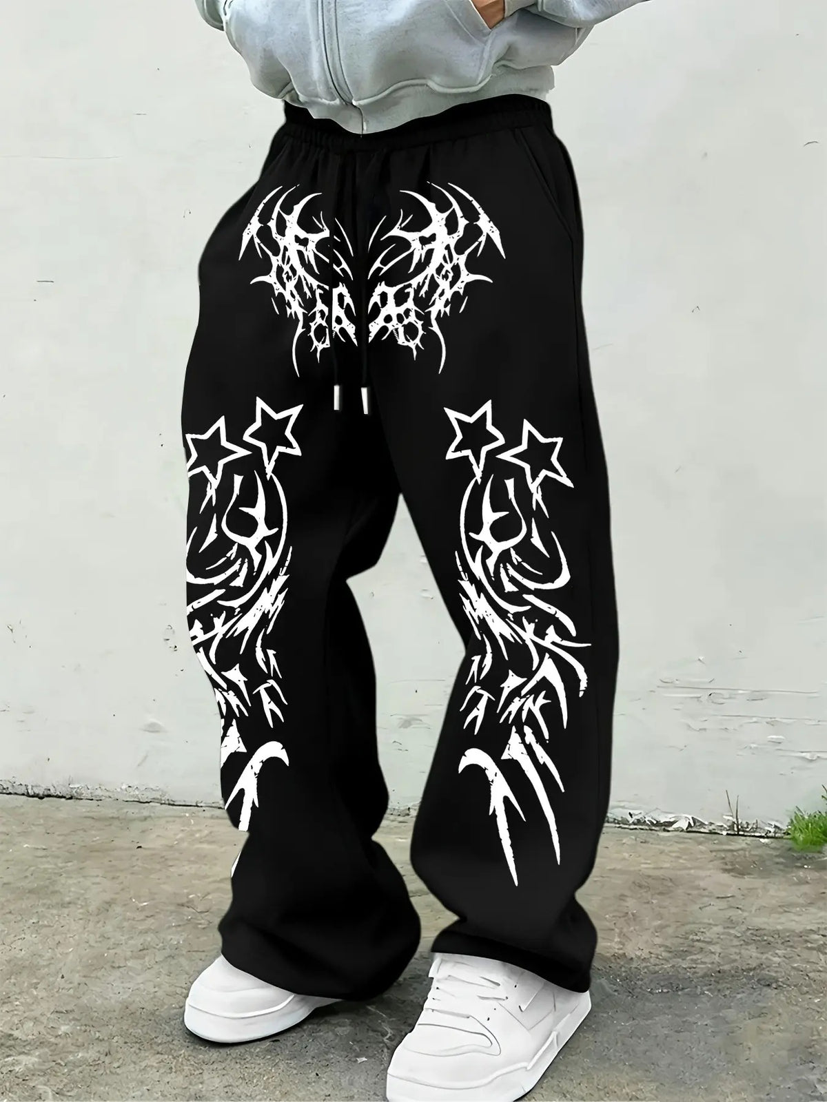 Print Wide Leg Drawstring Sweatpants