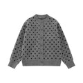 Street Style Polka Dot Knit Cardigan Long Sleeve Round Neck Casual Sweater Jacket for Men