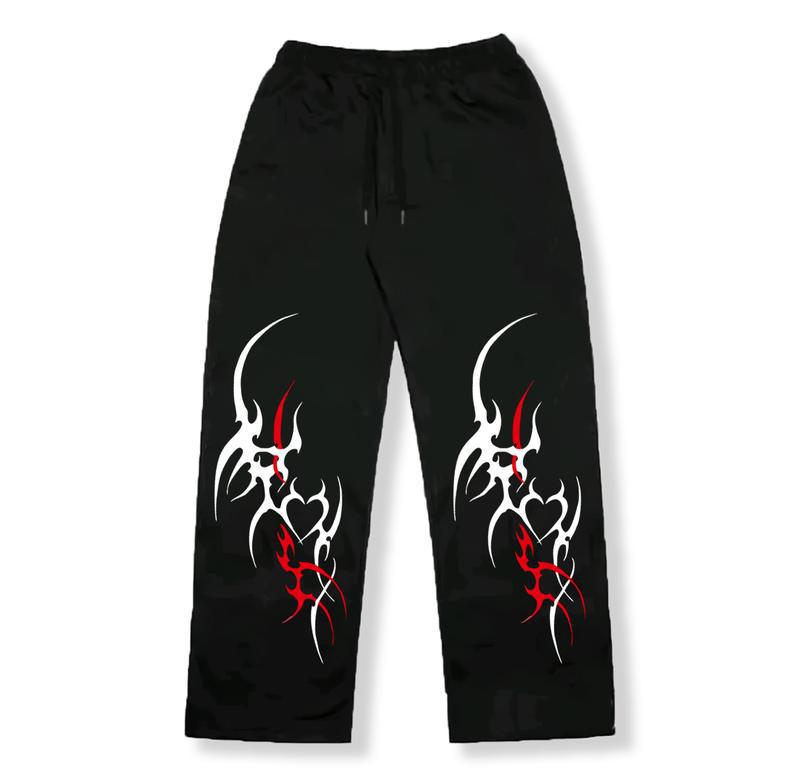Print Wide Leg Drawstring Sweatpants