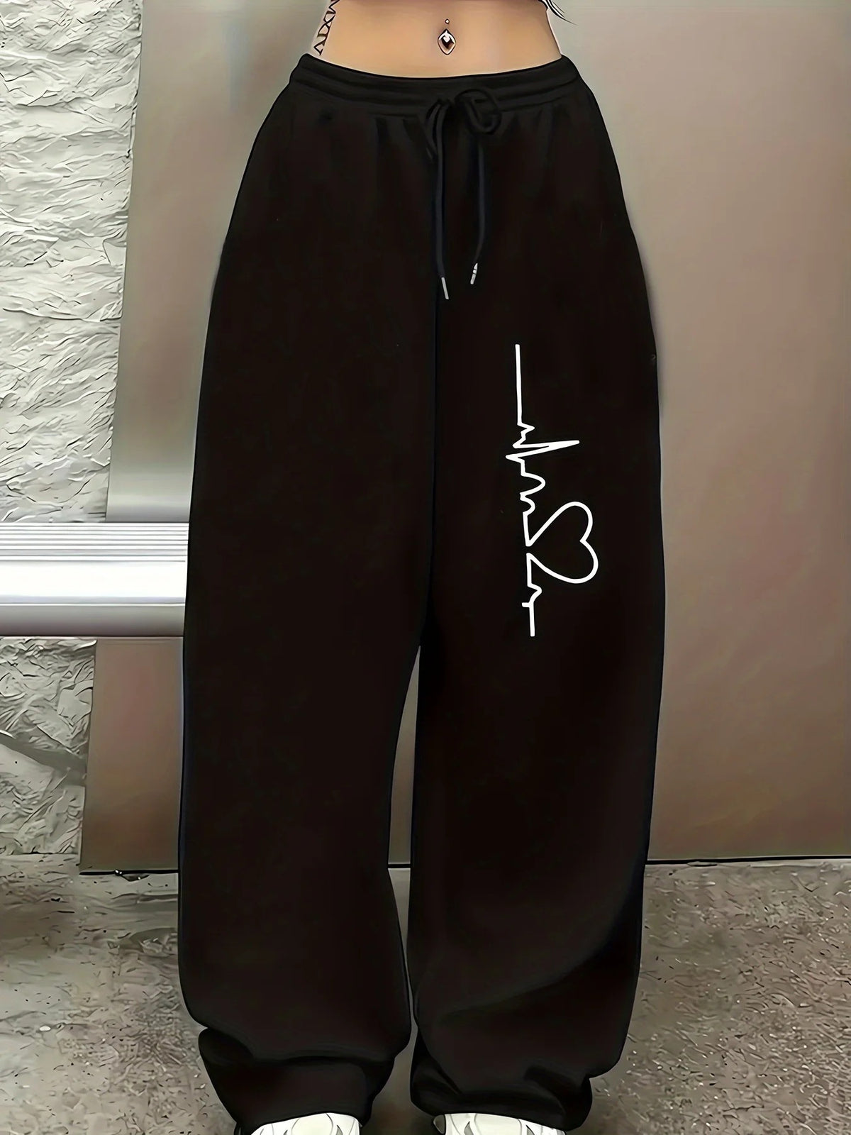 Women's Casual Gothic Wide Leg High Waist Adjustable Drawstring Pants