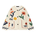 Retro loose floral embroidered round neck jacket