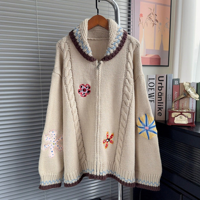 Embroidered flower sweater