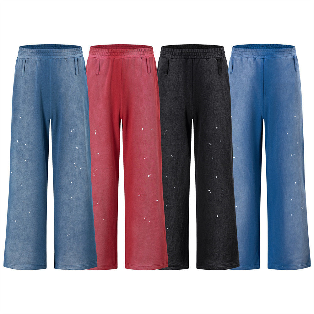Men's Loose Straight Wide Leg Paint Splatter Graphic Punk Vintage Casual Sweatpants