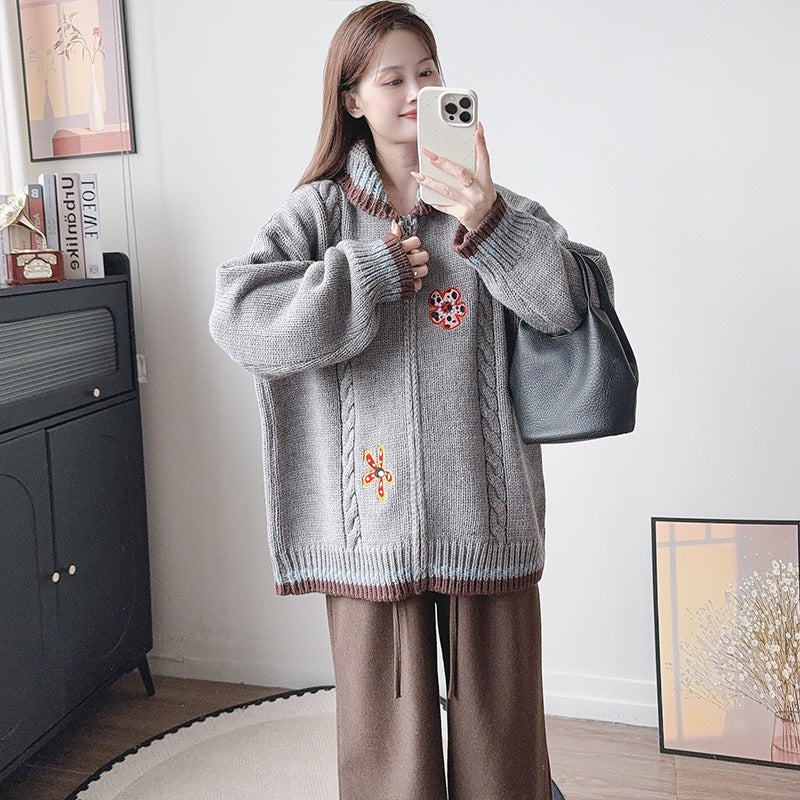 Embroidered flower sweater