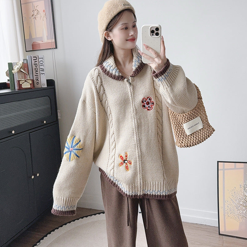 Embroidered flower sweater
