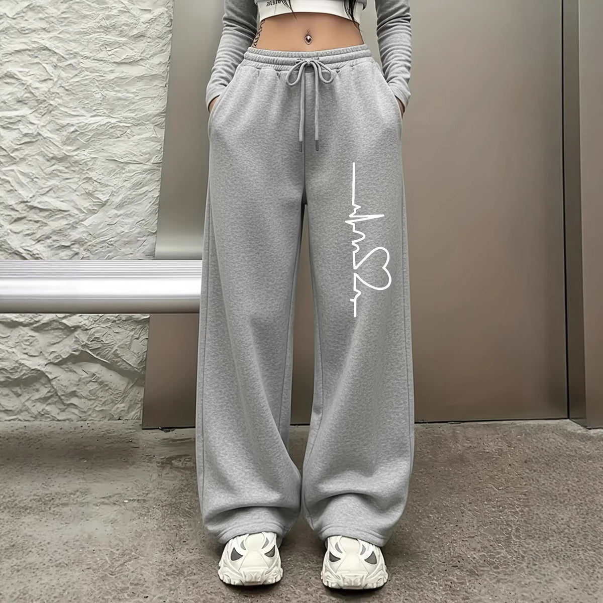 Women's Casual Gothic Wide Leg High Waist Adjustable Drawstring Pants
