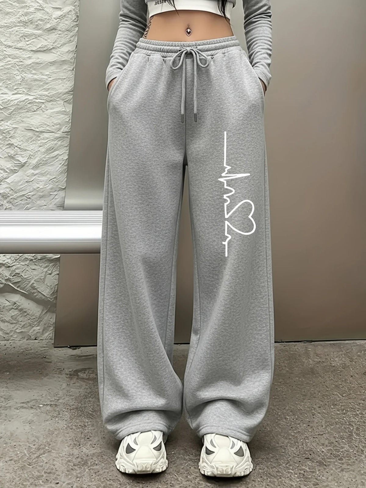 Women's Casual Gothic Wide Leg High Waist Adjustable Drawstring Pants