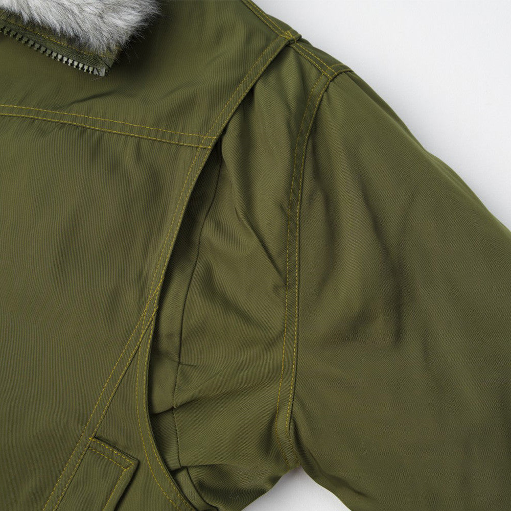 Men's Loose Fit Quilted Fur Collar Cotton Jacket Sport Casual Workwear Coat