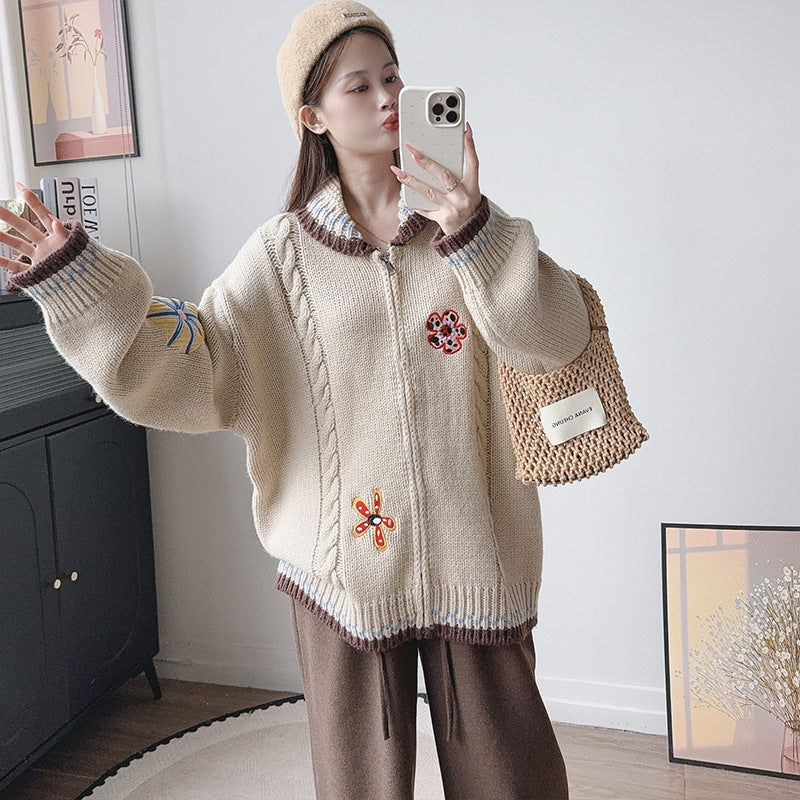 Embroidered flower sweater