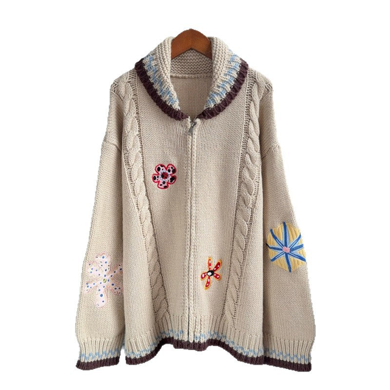 Embroidered flower sweater