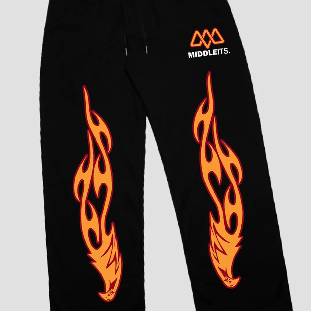 Print Wide Leg Drawstring Sweatpants
