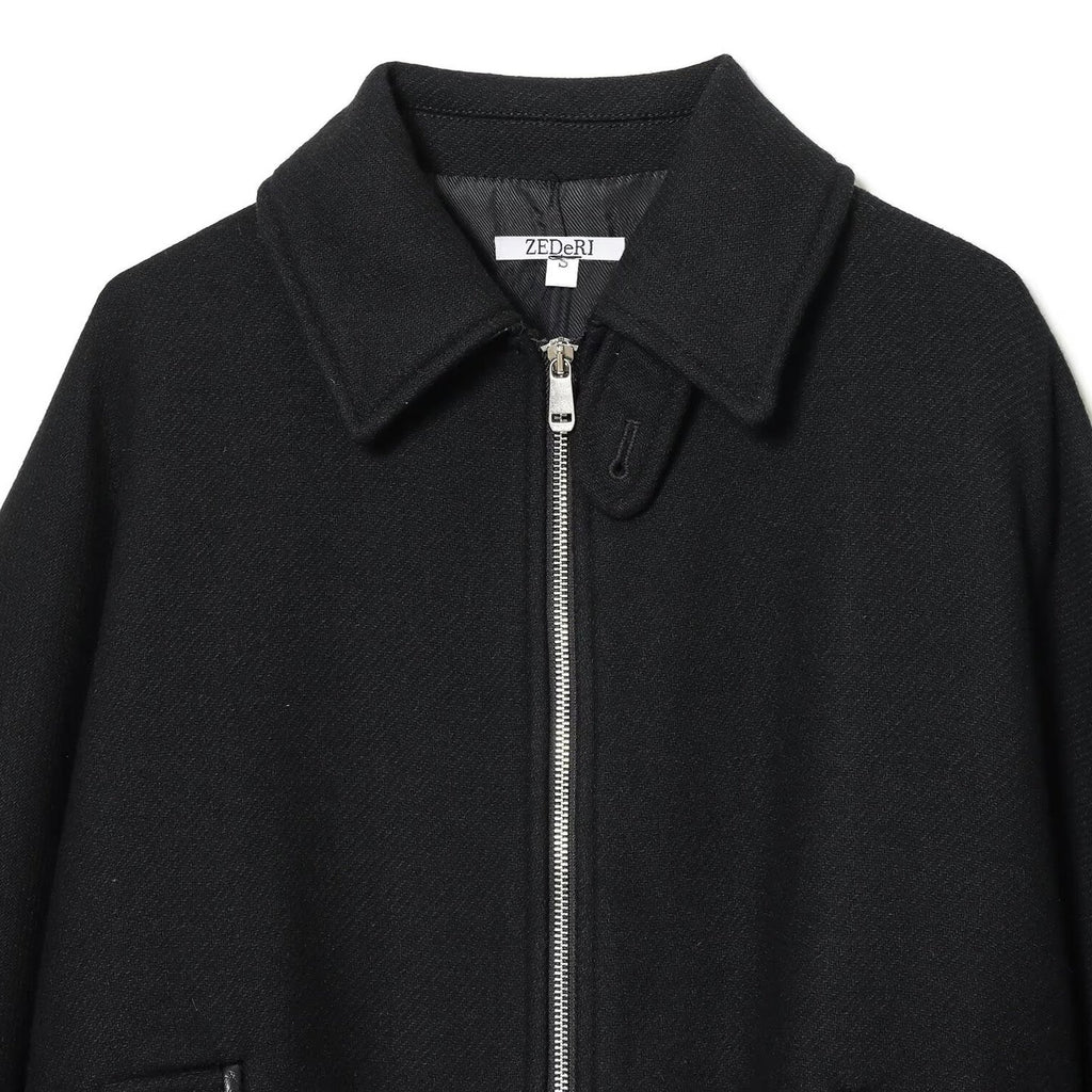 Collar long sleeved zipper pilot jacket